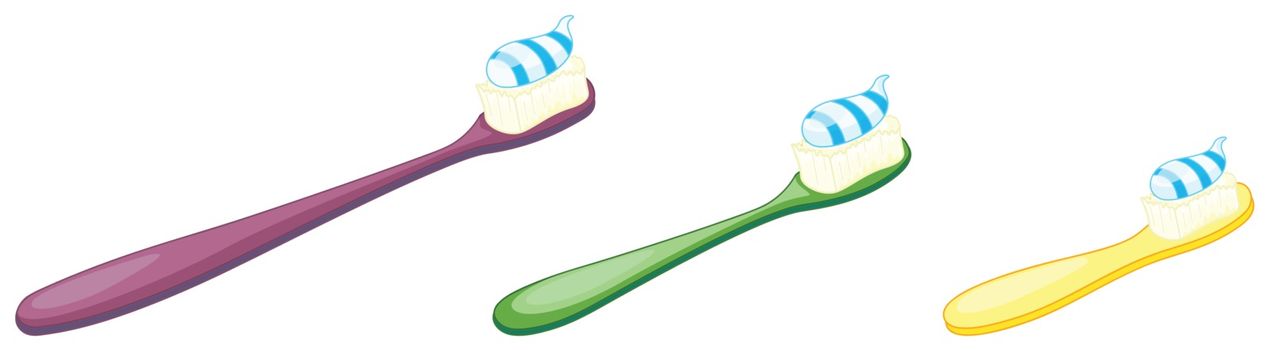 illustration of a tooth brush with paste on a white background