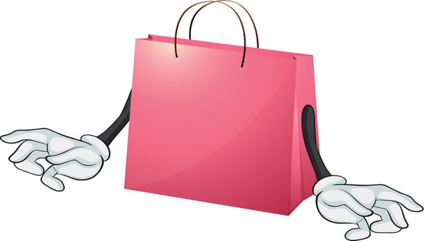 Illustration of a pink gift bag on a white background