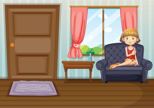 Illustration of a girl in the living room