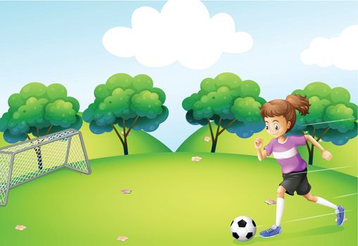 Illustration of an athletic girl playing soccer