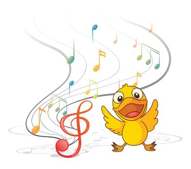Illustration of the singing chick on a white background