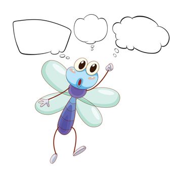 Illustration of an insect with empty thoughts on a white background