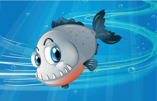 Illustration of a piranha under the sea