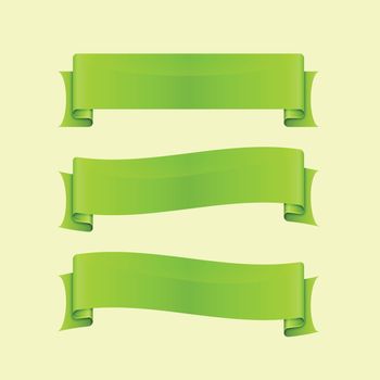 Set of green sleek web ribbon, stock vector