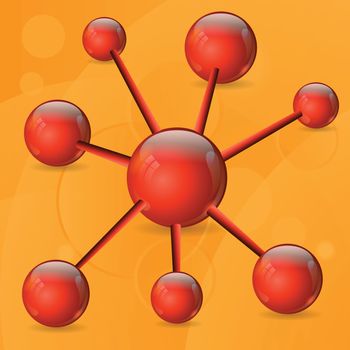 colorful illustration with red spheres  for your design