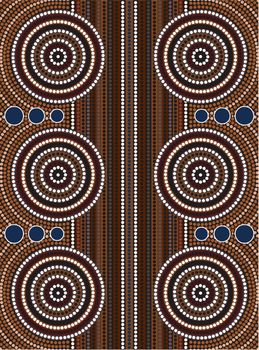 A illustration based on aboriginal style of dot painting depicting street