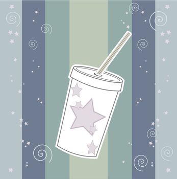 Cup of cola - retro background with stripes