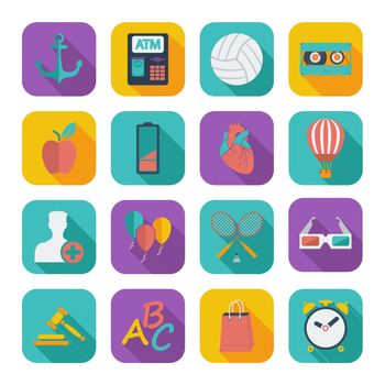 Color flat icons for Web Design and Mobile Applications. Vector illustration.