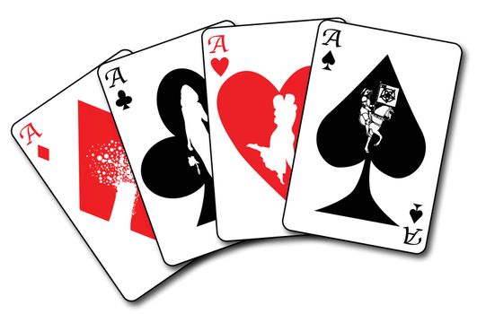 A flush with the four aces in a game of cards