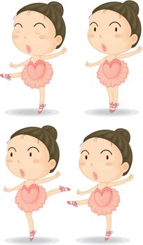 Illustration of four ballerina poses