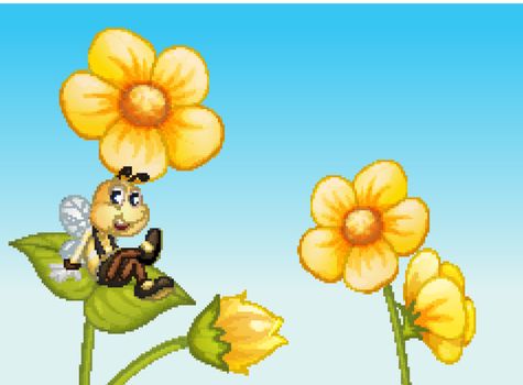 Illustration of a bee on a flower