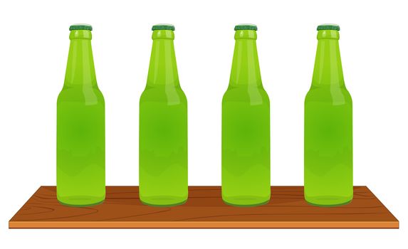 Illustration of 4 green bottles