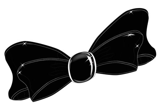 A black satin ribbon bow isolated on a white bakground