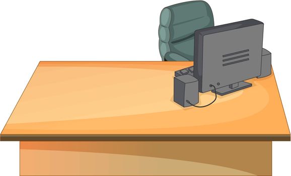 Illustration of office desk and chair