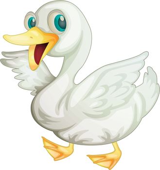 Funny cartoon duck on white