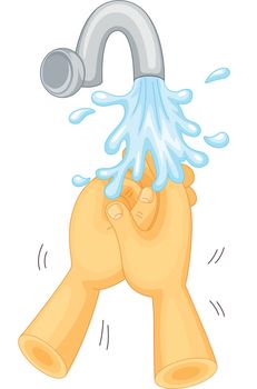 Illustration of washing hands on white