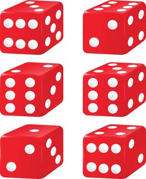 illustration of six dice on a white background