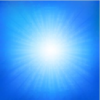Blue Sky With Sunburst, With Gradient Mesh, Vector Illustration