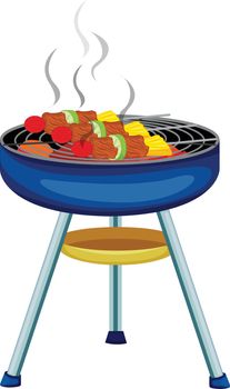 Illustration of skewers cooking on a bbq