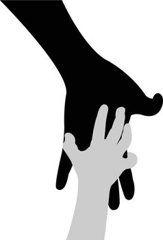 hand in hand silhouette vector