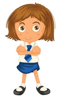 illustration of a girl in school uniform on a white