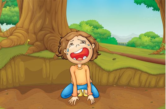 Illustration of a child crying