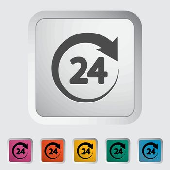 24 hours. Single flat icon on the button. Vector illustration.