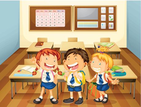 illustration of kids in classroom in the school