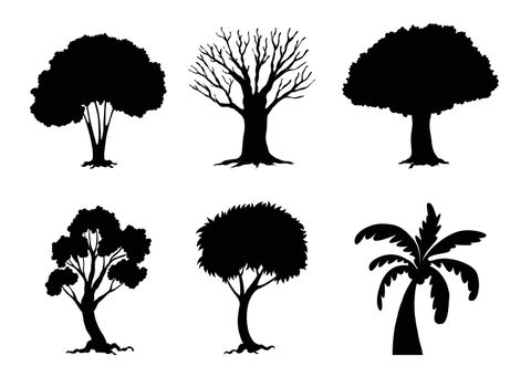 Illustration of tree and plant silhouettes