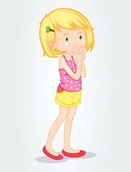 Illustration of a young girl wearing a pink singlet