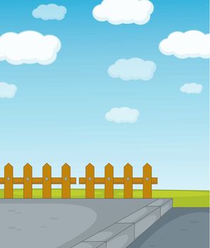 Illustration of a fence and road