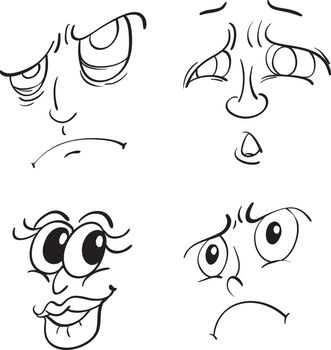 Illustration of funy faces on white