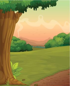 Illustration of a path in a rural setting