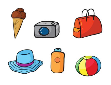 illustration of various objects in white background