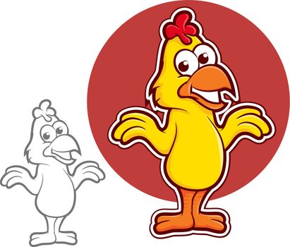 Yellow Chicken Cartoon Mascot Illustration