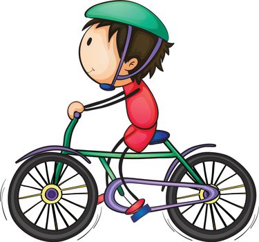 illustration of a boy on bicycle on a white background