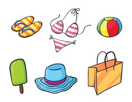 illustration of various objects on a white background