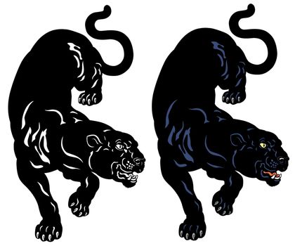 black panther tattoo illustration isolated on white background