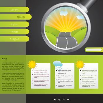 Touristic website design template with weather forecast