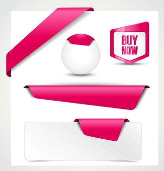 Set of pink ribbons, banners, bookmarks for your site