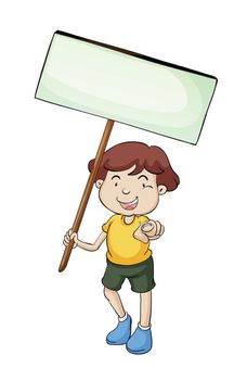 Illustration of a character with a sign