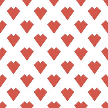 seamless background with Hearts game suit on a white background