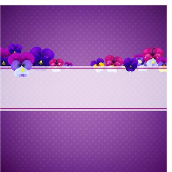 Violet Background With Flowers With Gradient Mesh, Vector Illustration