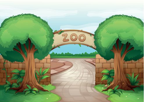illustration of a zoo in a beautiful nature