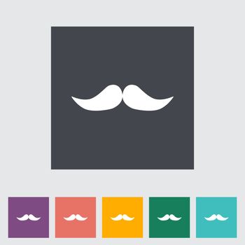 Mustache. Single flat icon on the button. Vector illustration.