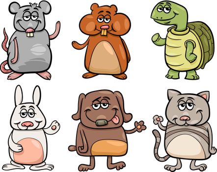 Cartoon Illustration of Cute Pets Animals Characters