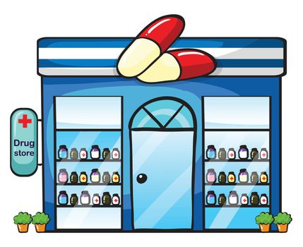 illustration of a drug store on a white background