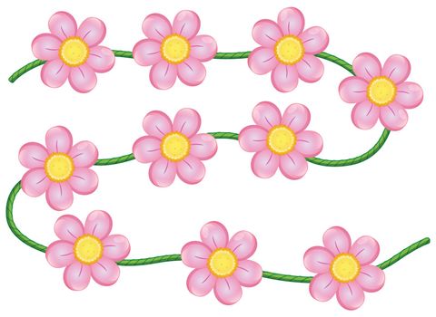 Illustration of vine flowers on a white background