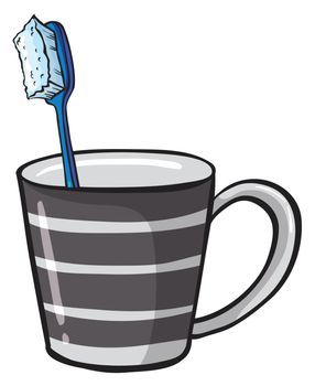 Illustration of a toothbrush and a cup on a white background
