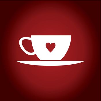 Cup with a heart on a red background